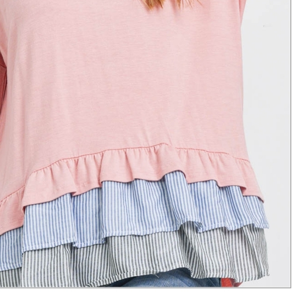 Mauve Long Sleeve Ruffled Hem Top - Picture 6 of 8